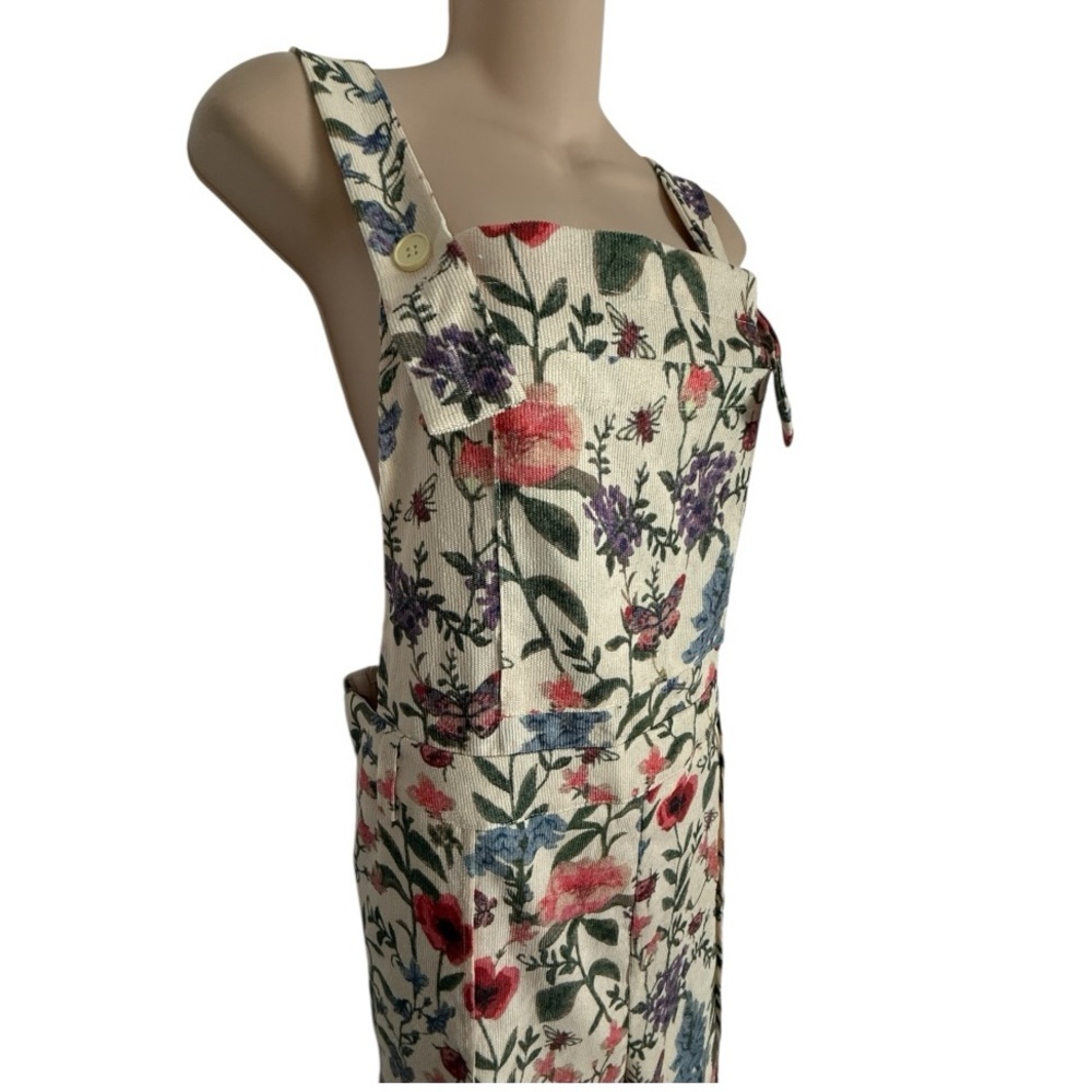 🆕➕️ CIDER Floral Lightweight Corduroy Button Wide Leg Jumpsuit CREAM 0XL $59 - Picture 13 of 16